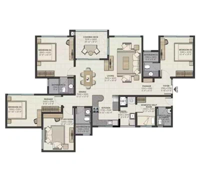 South Avenue Floor Plan 3bhk